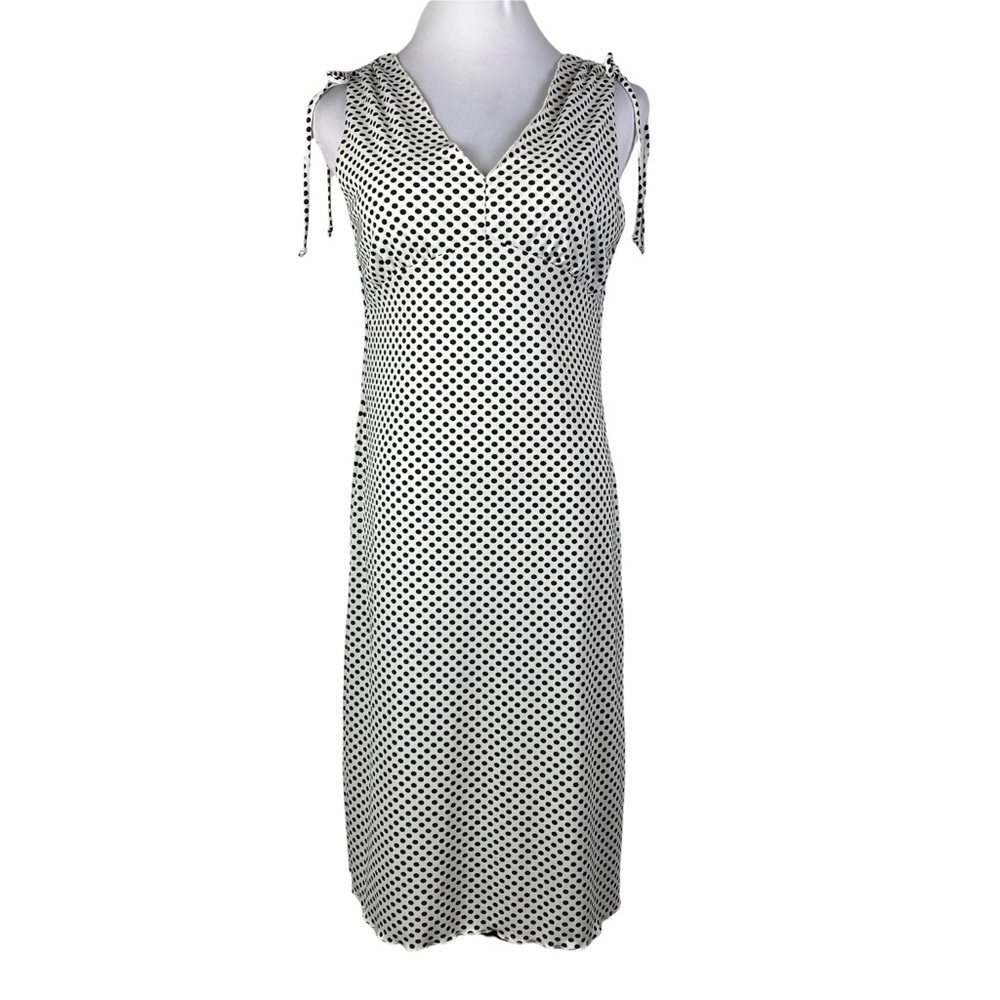 Dollhouse Polka Dot V-Neck Slip Dress Women's Medium White Black Empire Waist